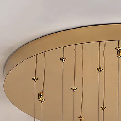 Modern Luxury Spiral Staircase Hanging Long Round Crystal Stainless Steel Loft LED Chandelier For Living Room