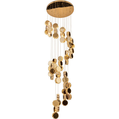 Modern Luxury Spiral Staircase Hanging Long Round Crystal Stainless Steel Loft LED Chandelier For Living Room