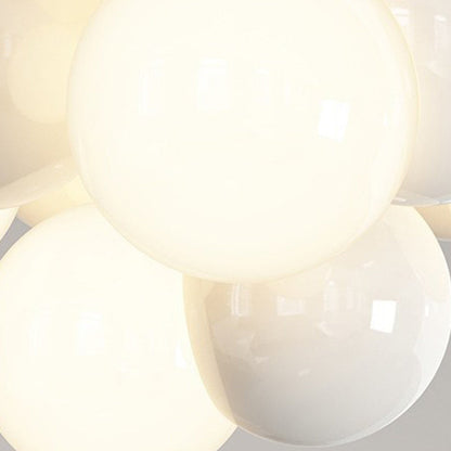 Contemporary Nordic Kids Iron Glass Ball Round Base 5-Light Semi-Flush Mount Ceiling Light For Bedroom