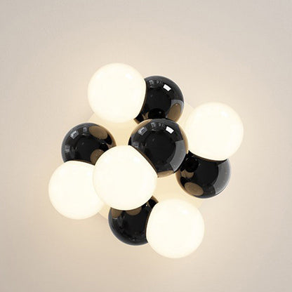 Contemporary Nordic Kids Iron Glass Ball Round Base 5-Light Semi-Flush Mount Ceiling Light For Bedroom