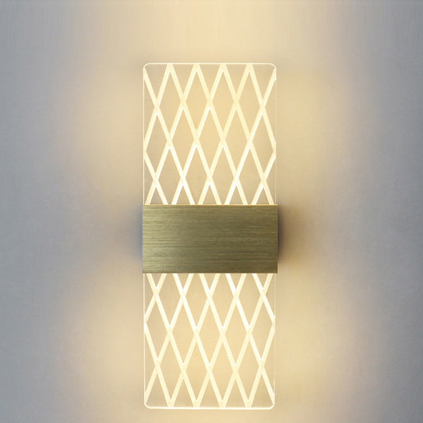 مصباح حائط LED من الألومنيوم الأكريليكي على شكل ريشة سماوية مستطيلة الشكل بتصميم عصري بسيط لغرفة المعيشة