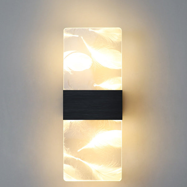 مصباح حائط LED من الألومنيوم الأكريليكي على شكل ريشة سماوية مستطيلة الشكل بتصميم عصري بسيط لغرفة المعيشة