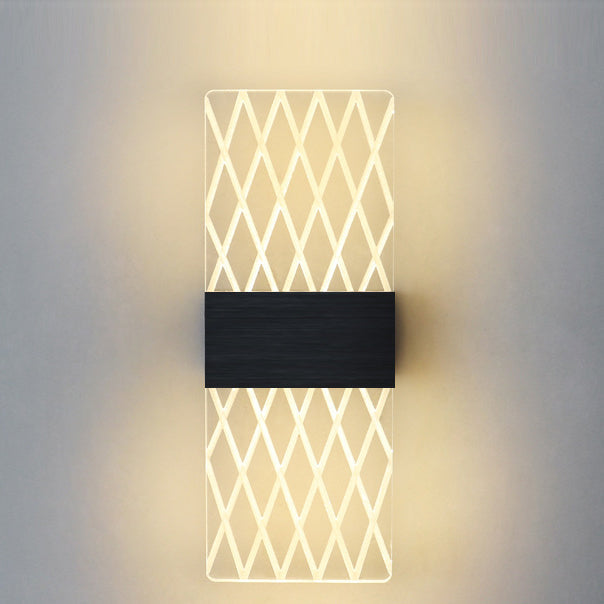 مصباح حائط LED من الألومنيوم الأكريليكي على شكل ريشة سماوية مستطيلة الشكل بتصميم عصري بسيط لغرفة المعيشة