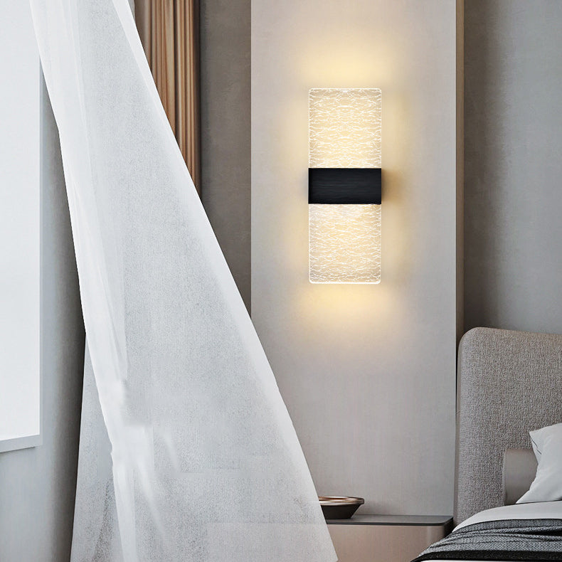 مصباح حائط LED من الألومنيوم الأكريليكي على شكل ريشة سماوية مستطيلة الشكل بتصميم عصري بسيط لغرفة المعيشة