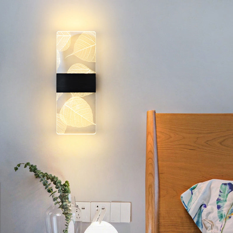 مصباح حائط LED من الألومنيوم الأكريليكي على شكل ريشة سماوية مستطيلة الشكل بتصميم عصري بسيط لغرفة المعيشة