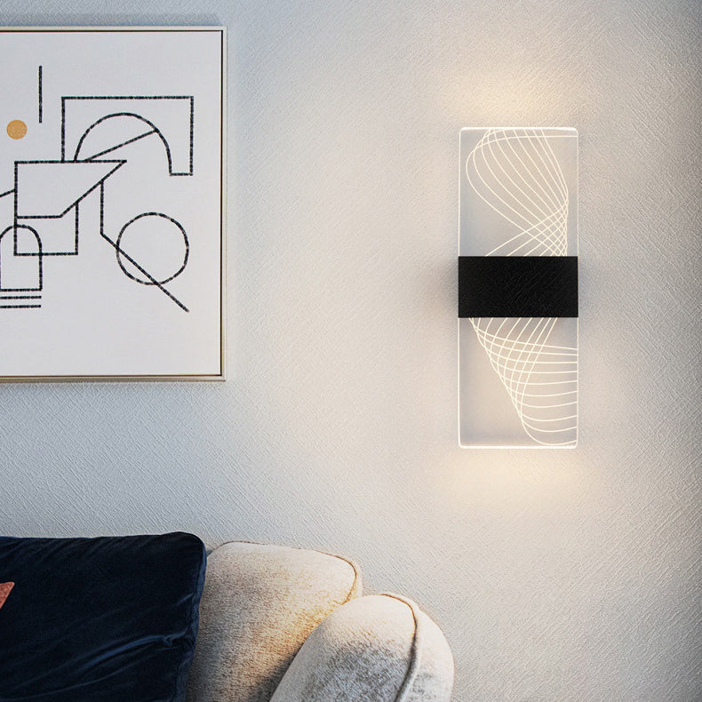 مصباح حائط LED من الألومنيوم الأكريليكي على شكل ريشة سماوية مستطيلة الشكل بتصميم عصري بسيط لغرفة المعيشة