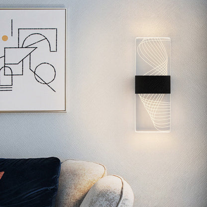 مصباح حائط LED من الألومنيوم الأكريليكي على شكل ريشة سماوية مستطيلة الشكل بتصميم عصري بسيط لغرفة المعيشة