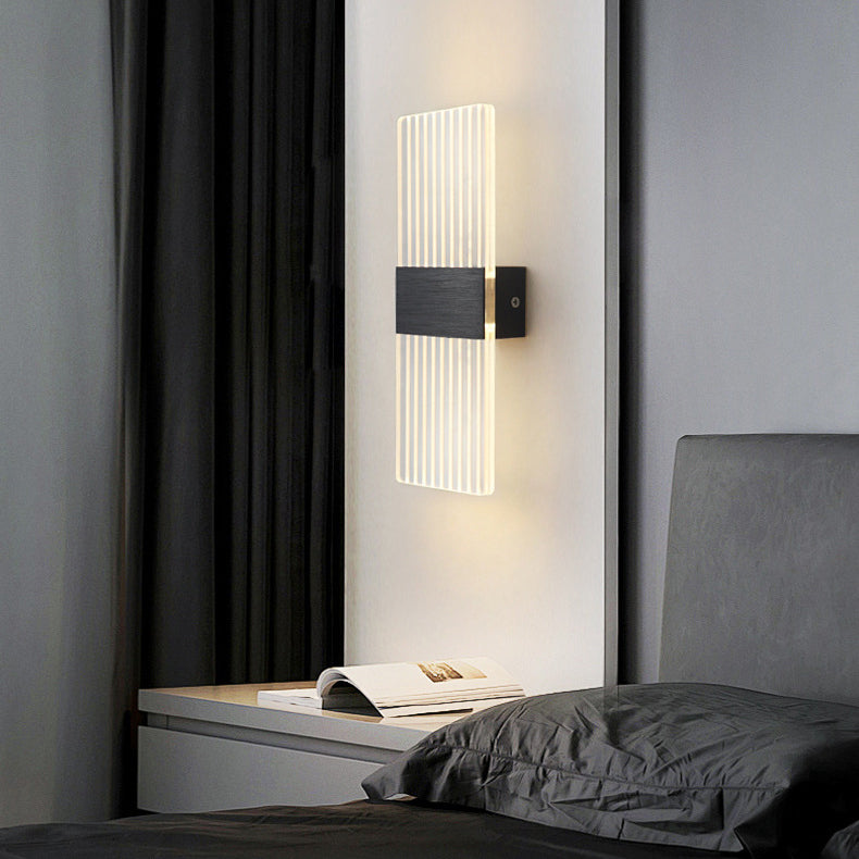 مصباح حائط LED من الألومنيوم الأكريليكي على شكل ريشة سماوية مستطيلة الشكل بتصميم عصري بسيط لغرفة المعيشة