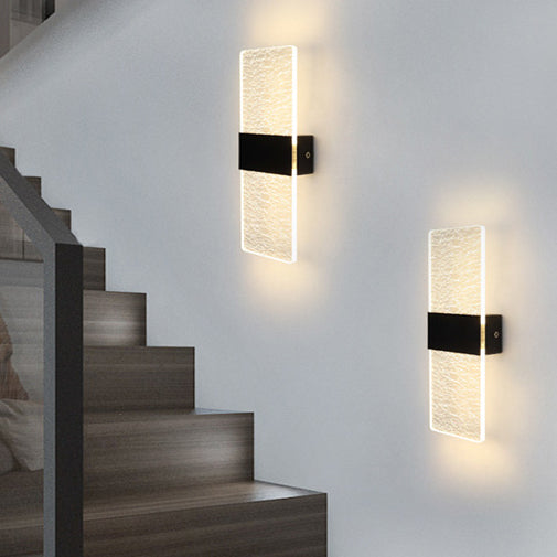 مصباح حائط LED من الألومنيوم الأكريليكي على شكل ريشة سماوية مستطيلة الشكل بتصميم عصري بسيط لغرفة المعيشة