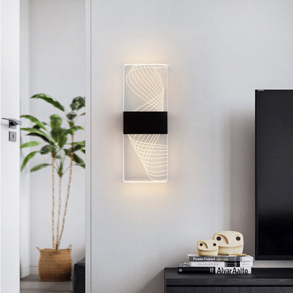 مصباح حائط LED من الألومنيوم الأكريليكي على شكل ريشة سماوية مستطيلة الشكل بتصميم عصري بسيط لغرفة المعيشة