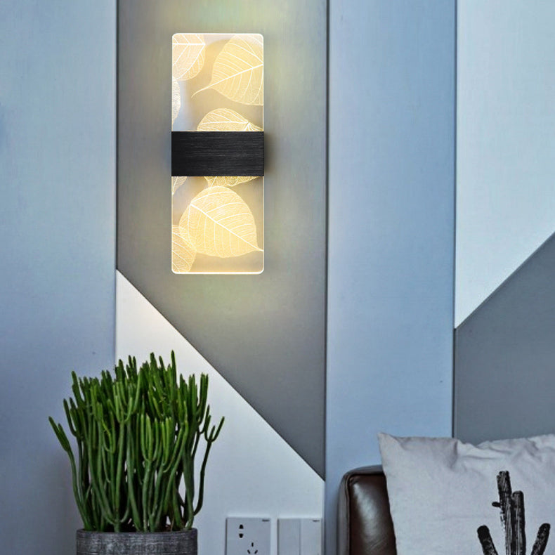 مصباح حائط LED من الألومنيوم الأكريليكي على شكل ريشة سماوية مستطيلة الشكل بتصميم عصري بسيط لغرفة المعيشة