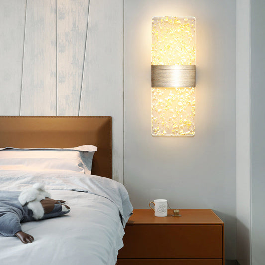 مصباح حائط LED من الألومنيوم الأكريليكي على شكل ريشة سماوية مستطيلة الشكل بتصميم عصري بسيط لغرفة المعيشة
