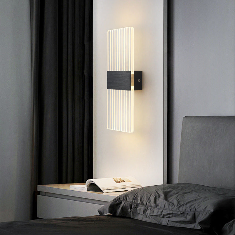 مصباح حائط LED من الألومنيوم الأكريليكي على شكل ريشة سماوية مستطيلة الشكل بتصميم عصري بسيط لغرفة المعيشة