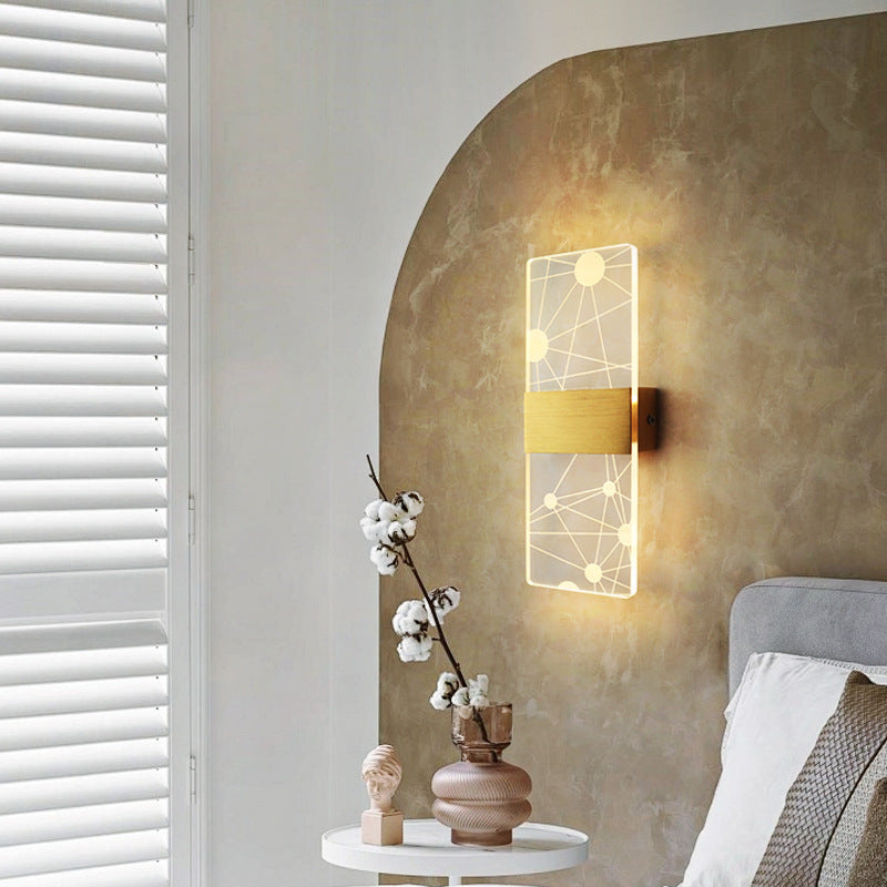 مصباح حائط LED من الألومنيوم الأكريليكي على شكل ريشة سماوية مستطيلة الشكل بتصميم عصري بسيط لغرفة المعيشة