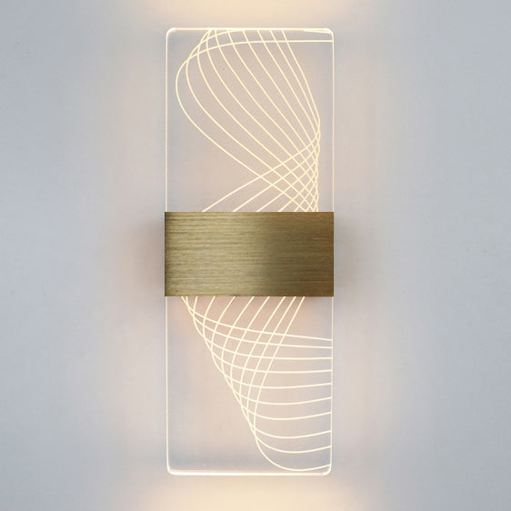 مصباح حائط LED من الألومنيوم الأكريليكي على شكل ريشة سماوية مستطيلة الشكل بتصميم عصري بسيط لغرفة المعيشة