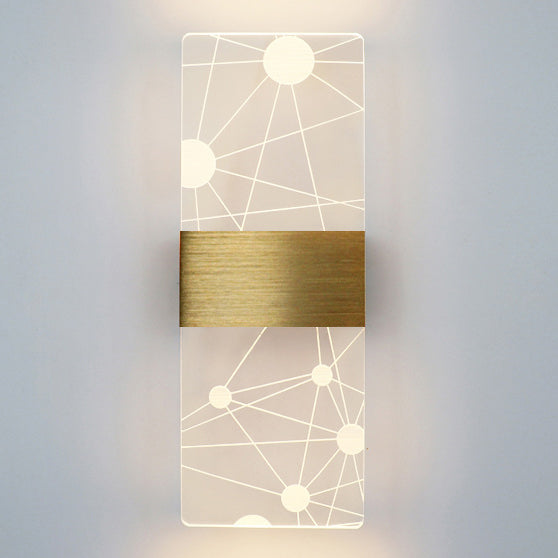 مصباح حائط LED من الألومنيوم الأكريليكي على شكل ريشة سماوية مستطيلة الشكل بتصميم عصري بسيط لغرفة المعيشة
