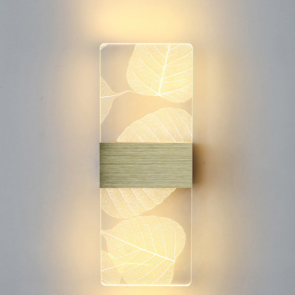 مصباح حائط LED من الألومنيوم الأكريليكي على شكل ريشة سماوية مستطيلة الشكل بتصميم عصري بسيط لغرفة المعيشة