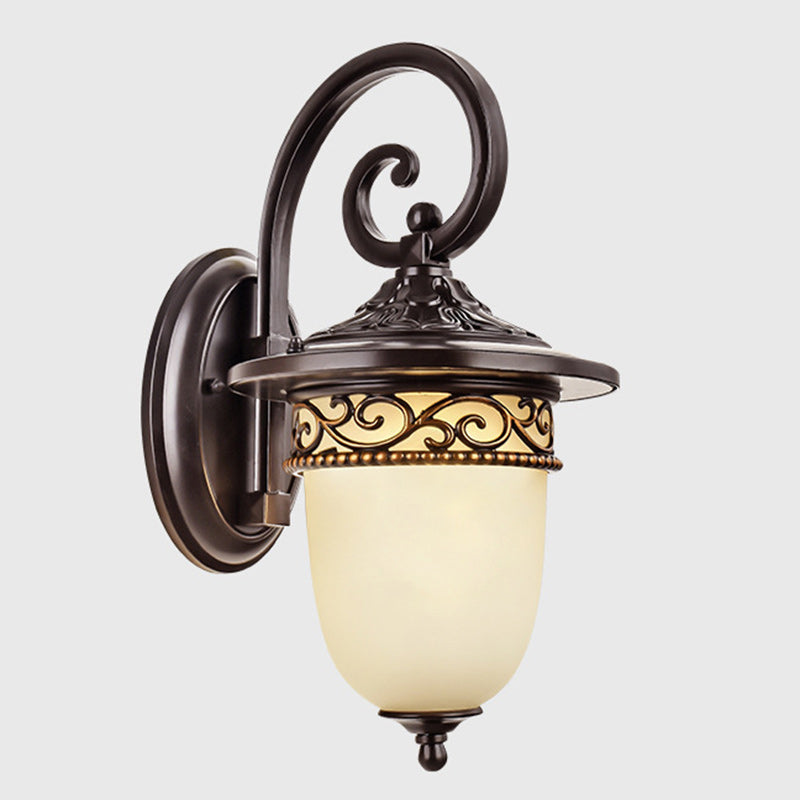 Contemporary Retro Waterproof Hanging Clock Flower Branch Pattern Aluminum Glass 1-Light Wall Sconce Lamp For Outdoor Patio