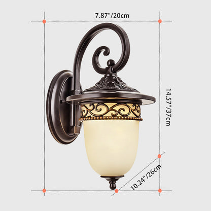 Contemporary Retro Waterproof Hanging Clock Flower Branch Pattern Aluminum Glass 1-Light Wall Sconce Lamp For Outdoor Patio