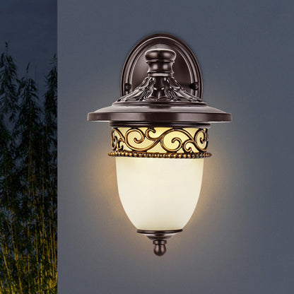 Contemporary Retro Waterproof Hanging Clock Flower Branch Pattern Aluminum Glass 1-Light Wall Sconce Lamp For Outdoor Patio