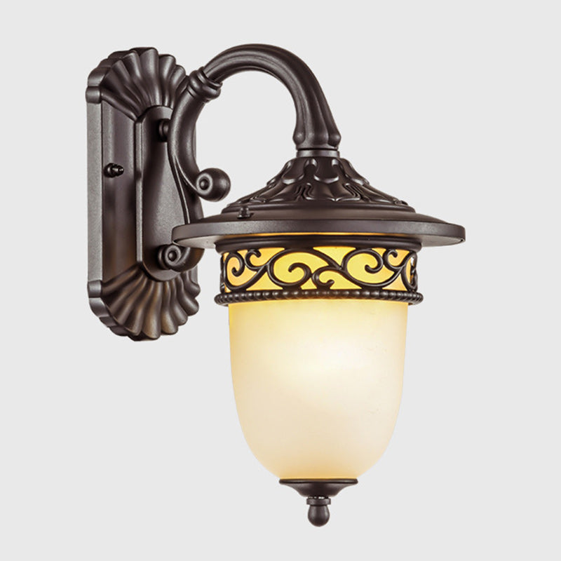 Contemporary Retro Waterproof Hanging Clock Flower Branch Pattern Aluminum Glass 1-Light Wall Sconce Lamp For Outdoor Patio