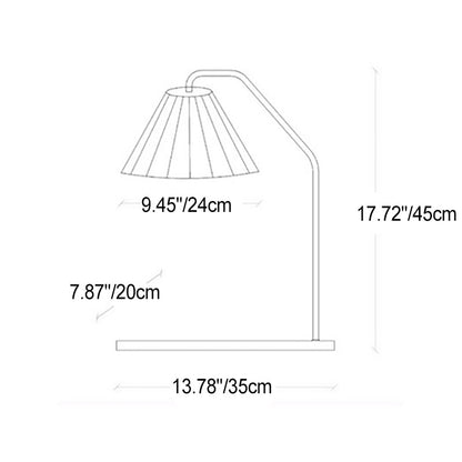 Traditional Vintage Umbrella Round Pleated Fabric Wood USB 1-Light Table Lamp For Living Room