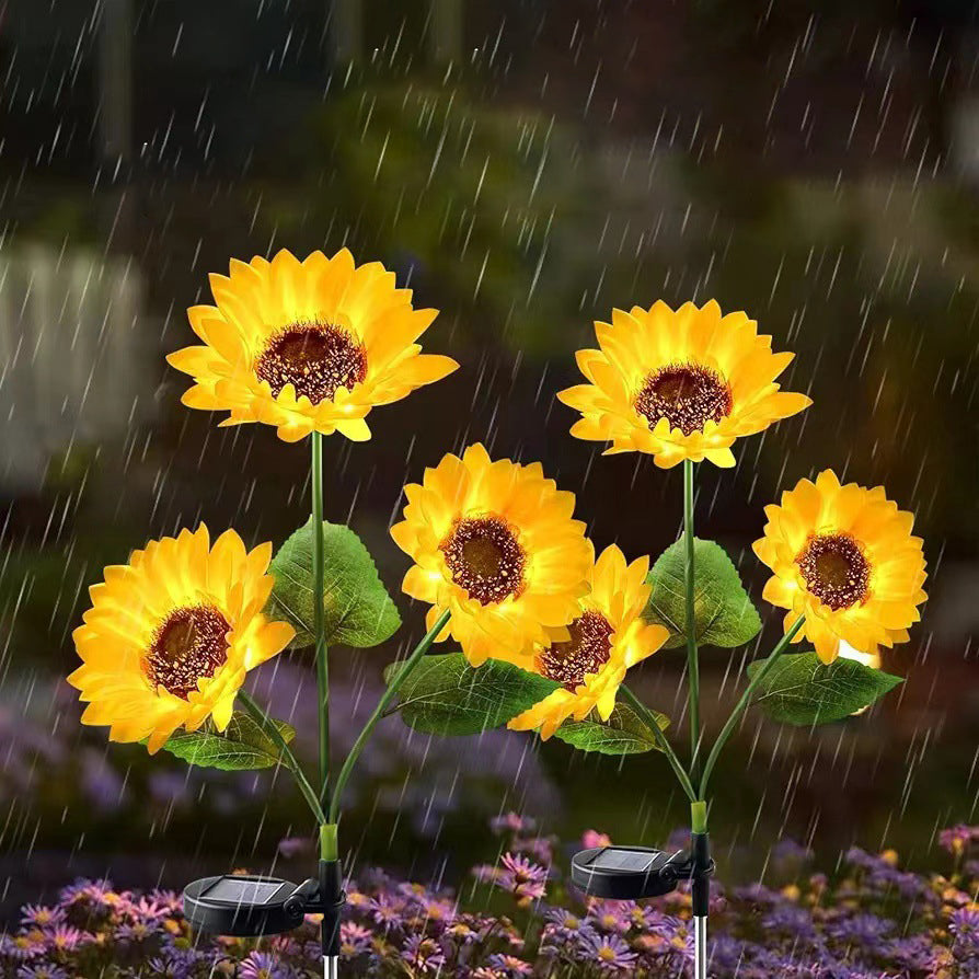 Contemporary Creative Artificial Flower LED Solar Waterproof Lawn Insert Light For Outdoor Patio