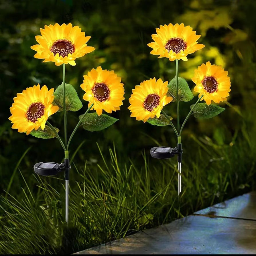 Contemporary Creative Artificial Flower LED Solar Waterproof Lawn Insert Light For Outdoor Patio