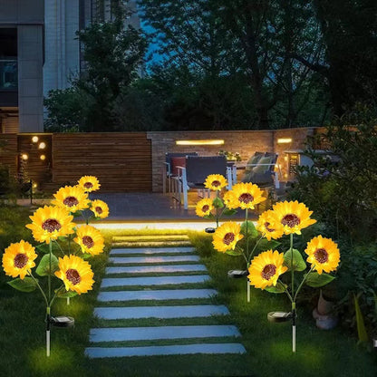 Contemporary Creative Artificial Flower LED Solar Waterproof Lawn Insert Light For Outdoor Patio