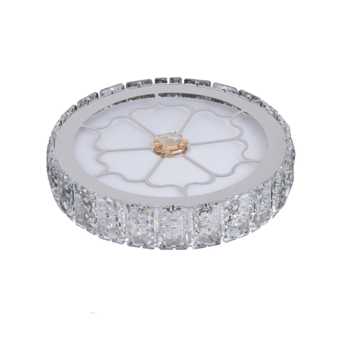 Modern Luxury Round Aluminum Crystal LED Flush Mount Ceiling Light For Living Room