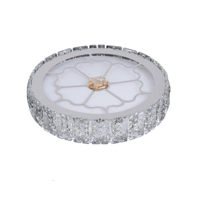 Modern Luxury Round Aluminum Crystal LED Flush Mount Ceiling Light For Living Room