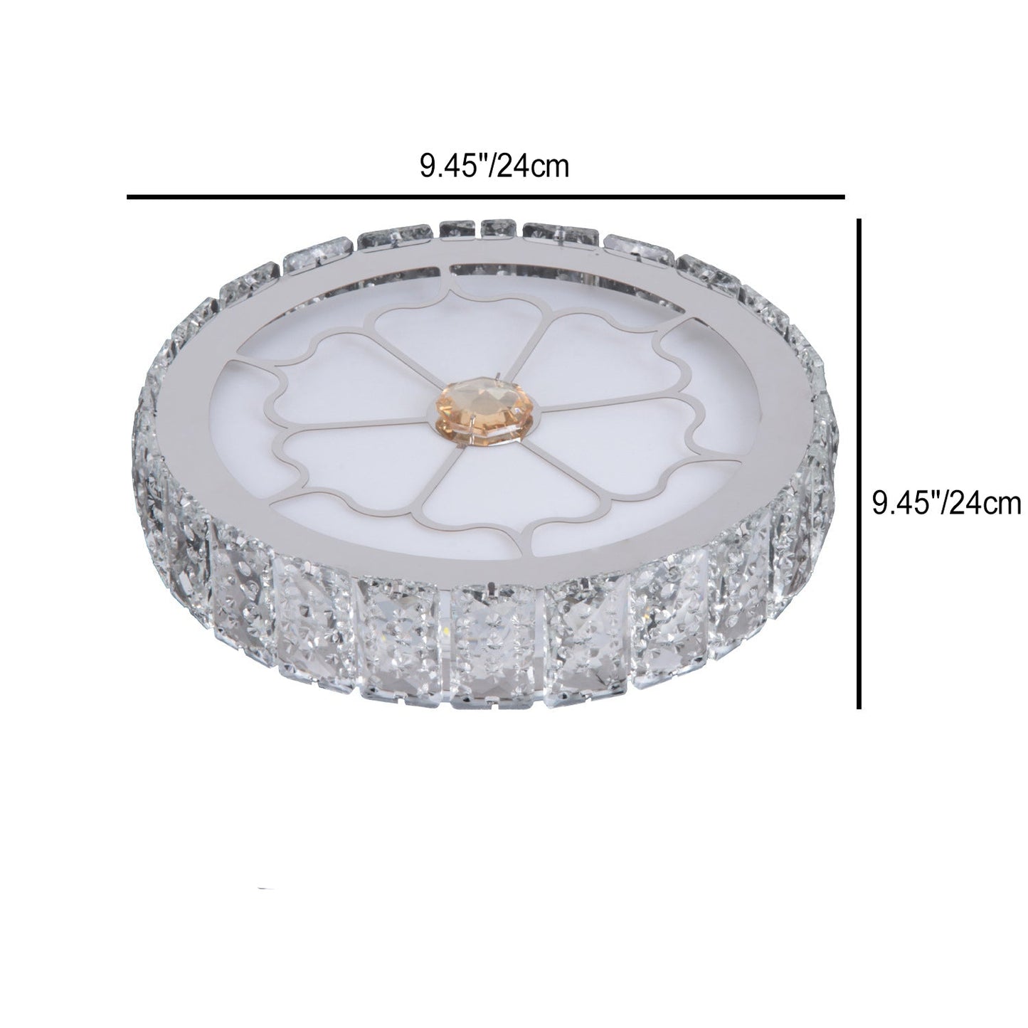 Modern Luxury Round Aluminum Crystal LED Flush Mount Ceiling Light For Living Room