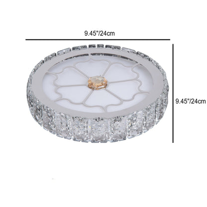 Modern Luxury Round Aluminum Crystal LED Flush Mount Ceiling Light For Living Room