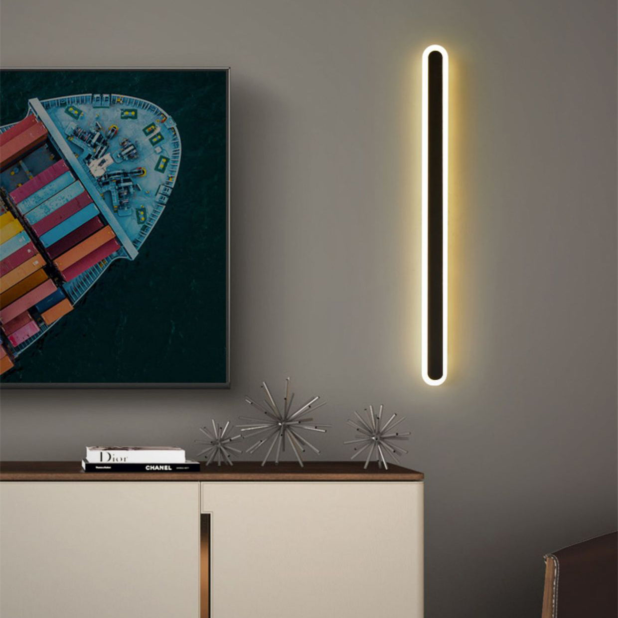 مصباح حائط LED من الأكريليك والحديد المستطيل بتصميم عصري بسيط لغرفة المعيشة