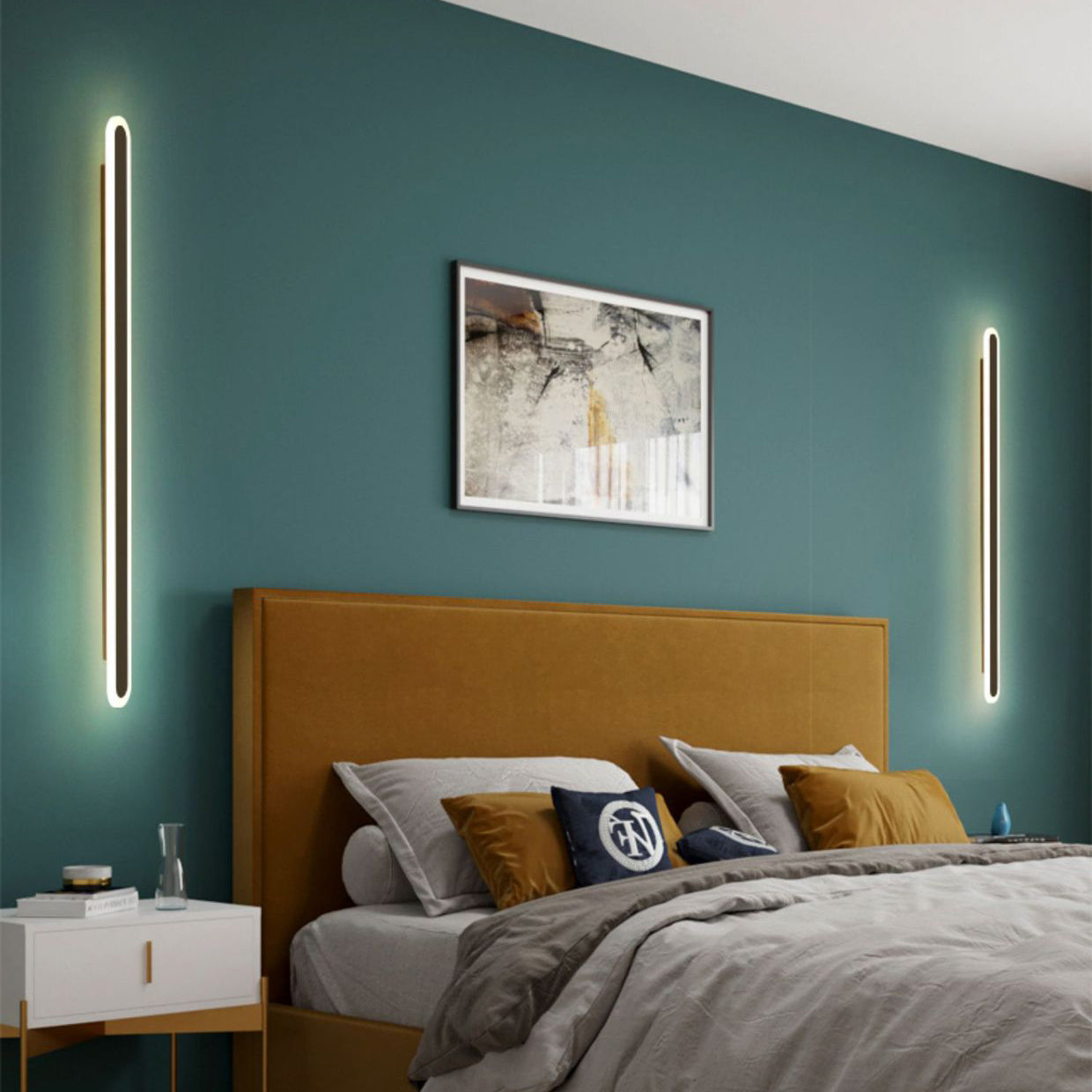 مصباح حائط LED من الأكريليك والحديد المستطيل بتصميم عصري بسيط لغرفة المعيشة