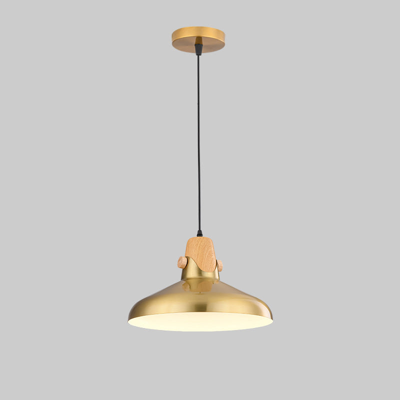 Traditional Vintage Geometric Cone Dome Aluminum 1-Light Pendant Light For Dining Room