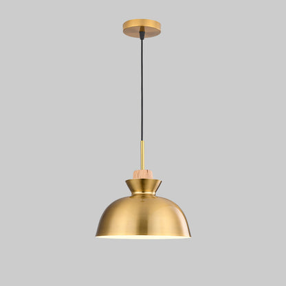 Traditional Vintage Geometric Cone Dome Aluminum 1-Light Pendant Light For Dining Room