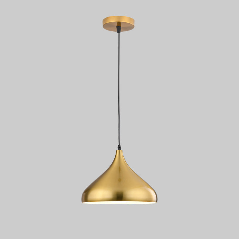 Traditional Vintage Geometric Cone Dome Aluminum 1-Light Pendant Light For Dining Room