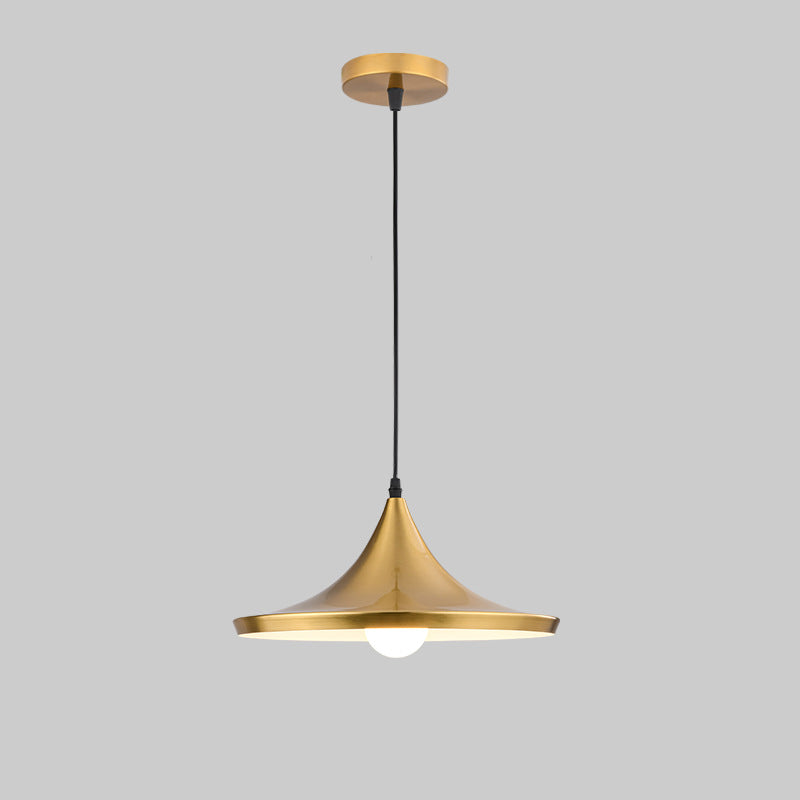 Traditional Vintage Geometric Cone Dome Aluminum 1-Light Pendant Light For Dining Room