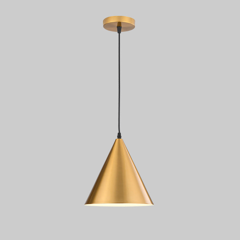 Traditional Vintage Geometric Cone Dome Aluminum 1-Light Pendant Light For Dining Room