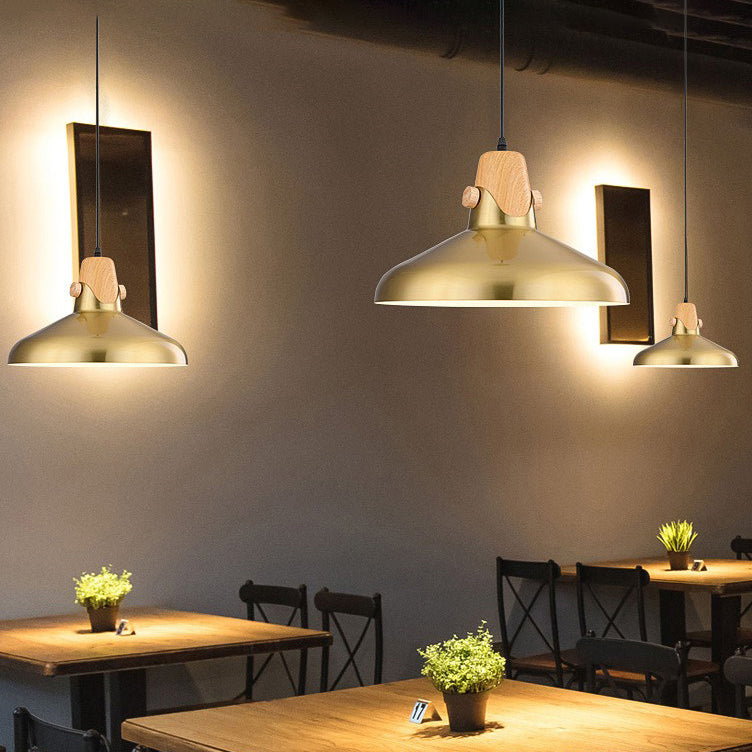 Traditional Vintage Geometric Cone Dome Aluminum 1-Light Pendant Light For Dining Room