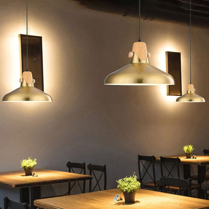 Traditional Vintage Geometric Cone Dome Aluminum 1-Light Pendant Light For Dining Room