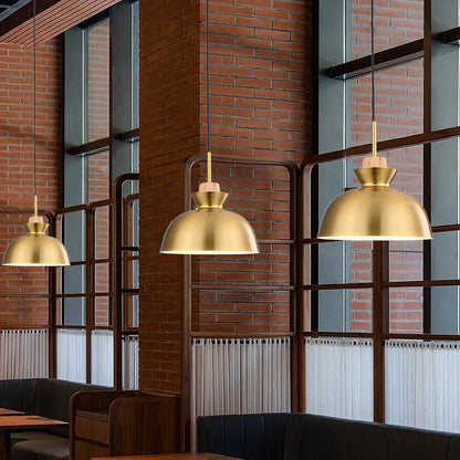 Traditional Vintage Geometric Cone Dome Aluminum 1-Light Pendant Light For Dining Room