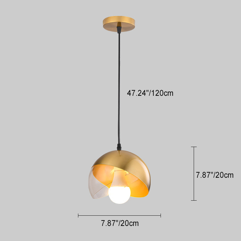 Traditional Vintage Geometric Cone Dome Aluminum 1-Light Pendant Light For Dining Room
