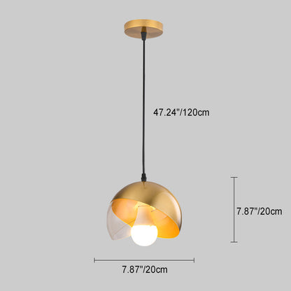 Traditional Vintage Geometric Cone Dome Aluminum 1-Light Pendant Light For Dining Room
