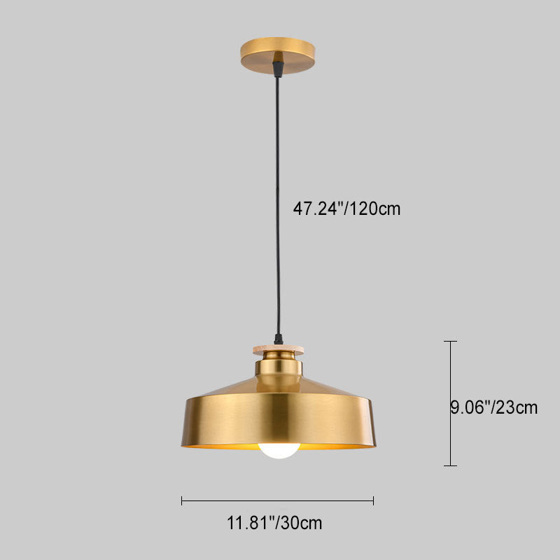 Traditional Vintage Geometric Cone Dome Aluminum 1-Light Pendant Light For Dining Room