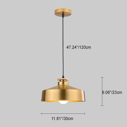 Traditional Vintage Geometric Cone Dome Aluminum 1-Light Pendant Light For Dining Room