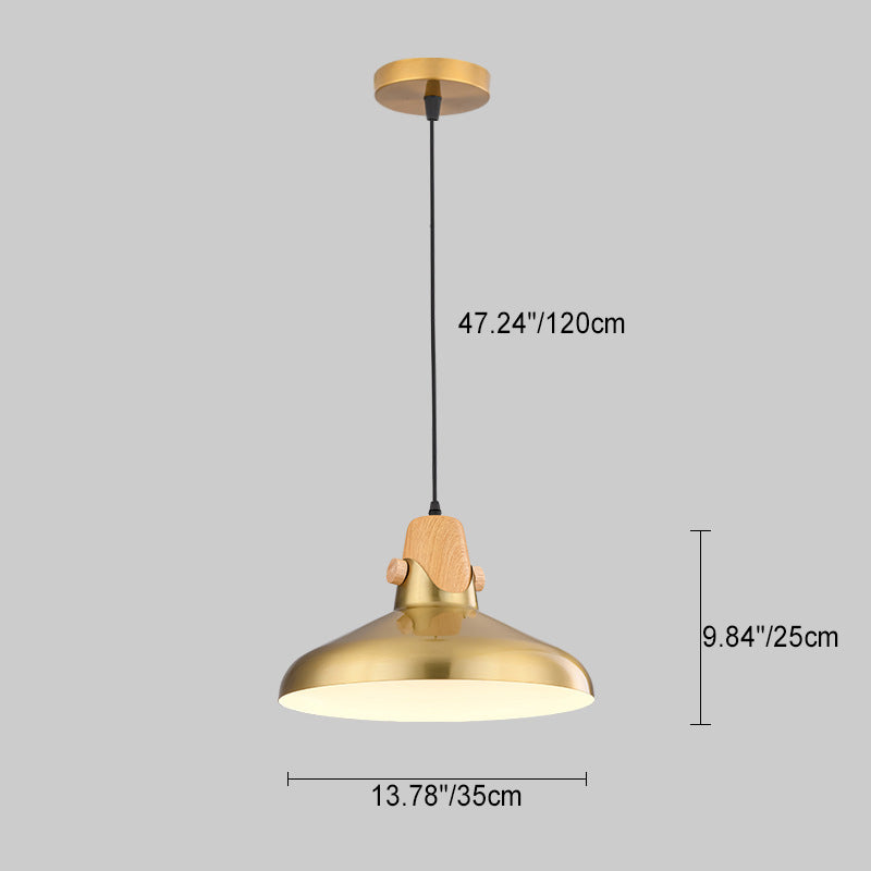 Traditional Vintage Geometric Cone Dome Aluminum 1-Light Pendant Light For Dining Room