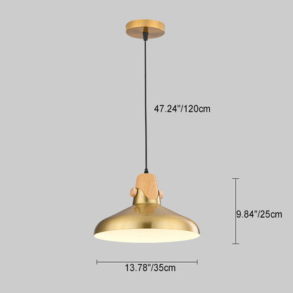 Traditional Vintage Geometric Cone Dome Aluminum 1-Light Pendant Light For Dining Room