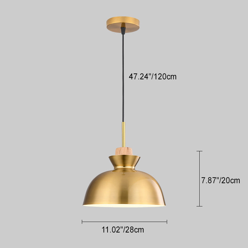 Traditional Vintage Geometric Cone Dome Aluminum 1-Light Pendant Light For Dining Room